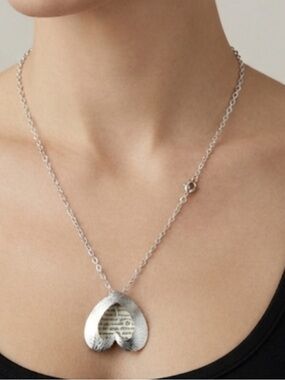 Silver Heart Locket Pendant Necklace - Women's Jewelry